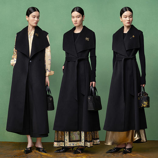 【林栖设计小店】生活在左绵羊毛双面呢复古优雅2025秋冬新款外套女1954059 商品图2