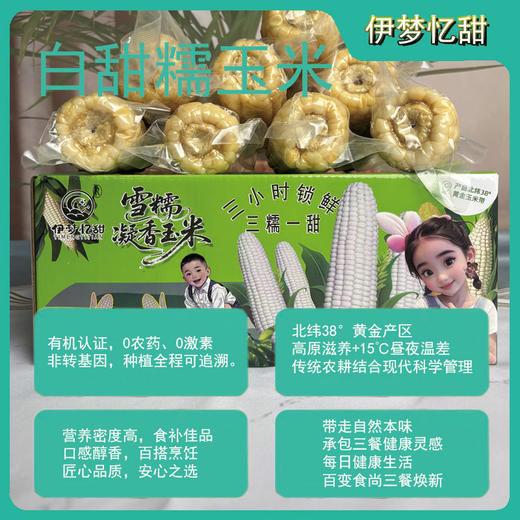 「3糯1甜 双重口感」有机雪糯凝香玉米 10根彩箱装 220g/根  高山生态种植有机白玉米 商品图7