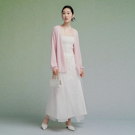 【林栖设计小店】生活在左波浪花边毛织外套温柔百搭宽松2025秋冬新款羊绒开衫女G1954107 商品图2