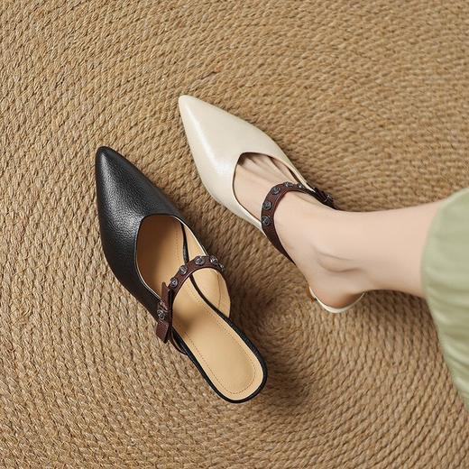 【预售5天】包头凉拖鞋女夏季外穿气质羊皮细跟尖头半拖一脚蹬高跟穆勒鞋JLY&18-666 商品图1