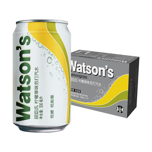 屈臣氏苏打汽水气泡水调酒饮料分享柠檬草味330ml*12罐 商品图0