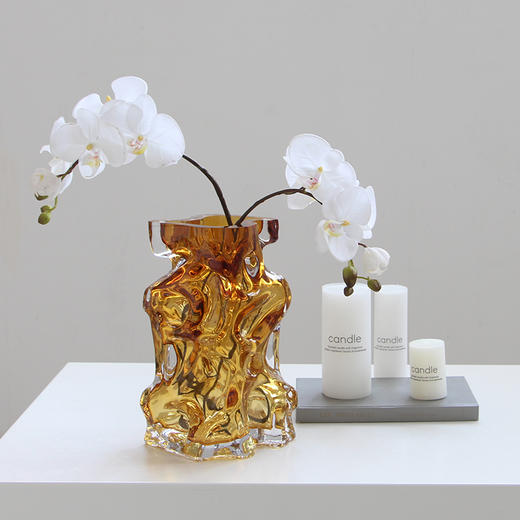 北欧高级感方口彩色水晶厚底玻璃花瓶居家桌面百合水培软装装饰品 商品图2