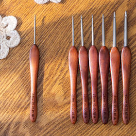 苏苏姐家血檀木柄钩针手工编织工具不锈钢毛衣钩材料包毛线团针