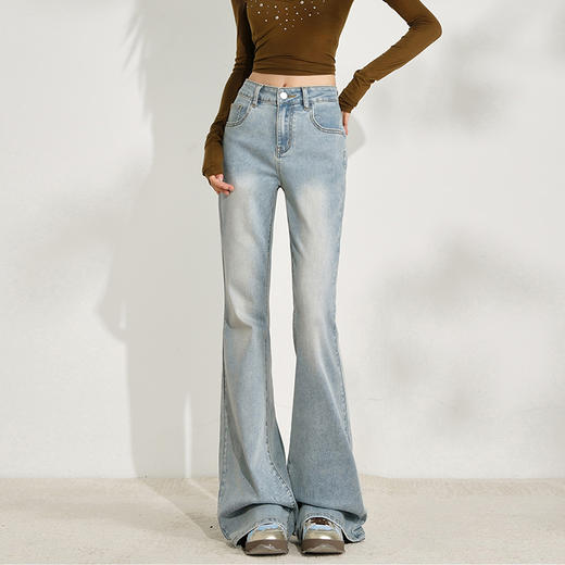 馥迦水洗蓝微喇牛仔裤 商品图5