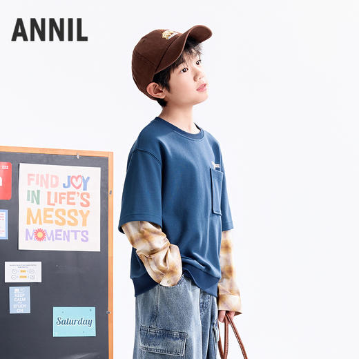 【实体店同款】男童圆领长袖上衣秋季新款安奈儿童装AB531128 商品图2