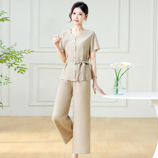 韩版系带气质优雅，妈妈装休闲两件套QYM-YXJY-725196 商品图1