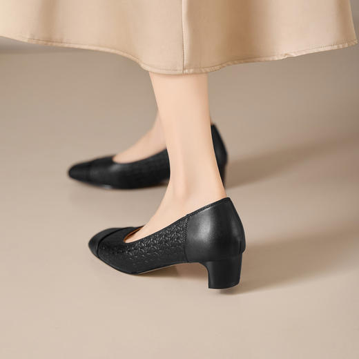 【预售5天】百搭好穿经典方头复古，简约浅口中跟单鞋MBJR&6945 商品图3