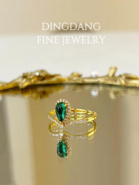 祖母绿 玻璃体0.62ct  d0.18ct 18k 钻戒
