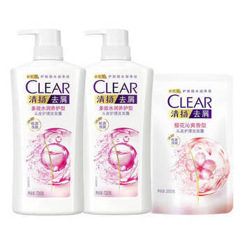 清扬女士去屑洗发水 樱花沁爽720gx2+试用装200g 烟酰胺净屑止痒留香 /个人护理 /洗发护发 /洗发水 商品图4