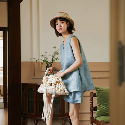 法式棉麻度假无袖慵懒风套装 | 松弛舒适 简洁干净 柔软清凉 自带肌理感 商品图4