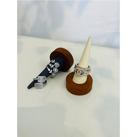 《可可挚爱杂物记》 双C叠戴戒指|错落组合 别针开口戒指|刚柔并济 冰晶繁花戒指|灵动优雅 水晶点缀 均码7号【非质量问题不退，谢谢理解】