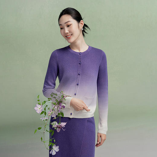 【林栖设计小店】生活在左渐变毛织外套度假修身气质2025早秋新款多色开衫上衣女1953271 商品图0