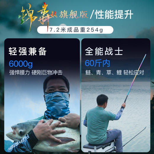 空钩悟道锦粼旗舰彩虹版大物竿 轻量超硬鲢鳙竿碳素手竿钓鱼装备 商品图2