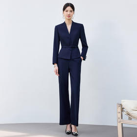 IWY/高级感藏青色西装套装女秋冬干练修身售楼部销售接待职业装25CP8120