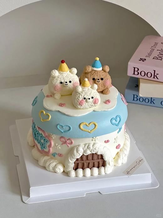 多款式~粉蓝CP小动物卡通蛋糕-低糖处理无添加 商品图1