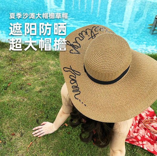 壁虎瑜伽【2508PJ398】夏季沙滩大帽檐草帽【5天发货】 商品图0
