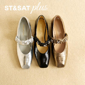 【金属风】星期六水钻褶皱搭扣方头玛丽珍SSD3111087