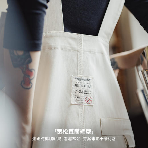 马登2025新款白色日杂宽松休闲时尚工装背带裤显瘦连体裤子女士秋 商品图3