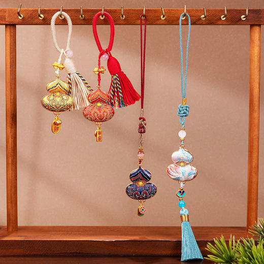 【手工宋锦葫芦挂件成品】中国风传统手编绳创意包包钥匙扣挂件挂饰中秋 商品图2