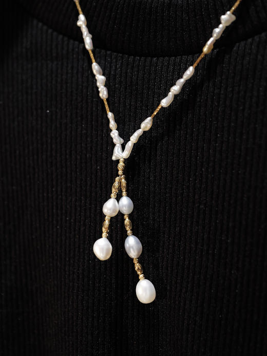 巴洛克18K金 垂落流苏吊坠巴洛克珍珠项链(3-5天左右) 商品图6