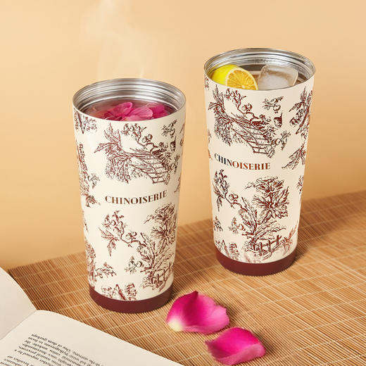 大英博物馆东方梦境系列花园秘境便携咖啡保温杯-红金 商品图3