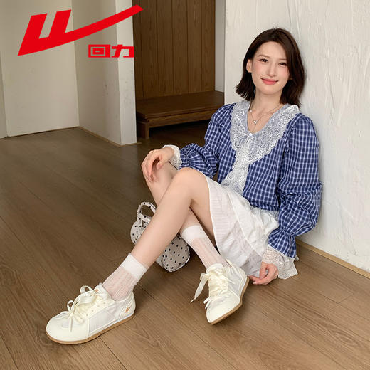 回力芭蕾德训鞋女2025新款复古小白鞋圆头黄色多巴胺泡芙鞋板鞋子WXY-M366N 商品图8
