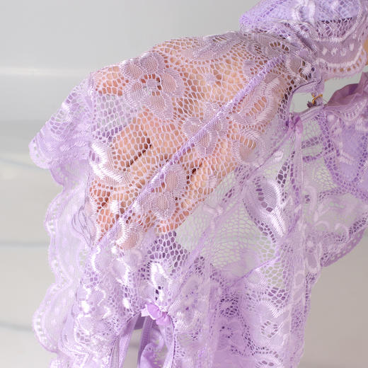 漫渺欲望失控法式蕾丝蝴蝶结性感纯欲露背透视连体情趣内衣女 商品图7