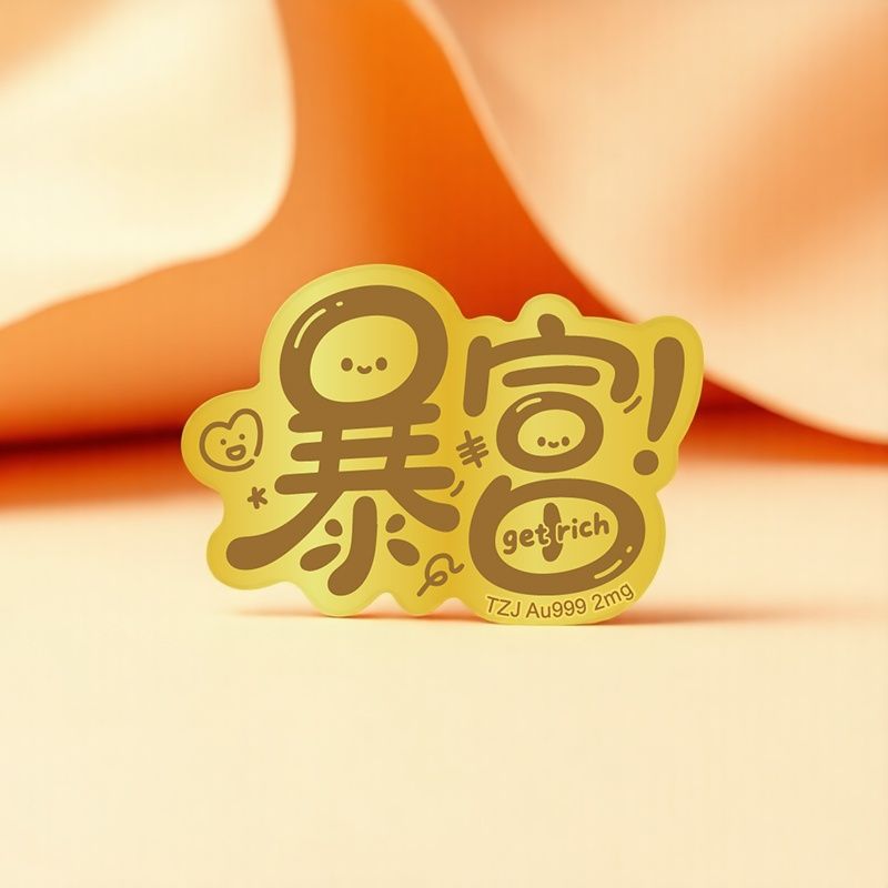 【2mg足金】足金足意黄金手机贴·天中金999·暴富·好运·心想事成