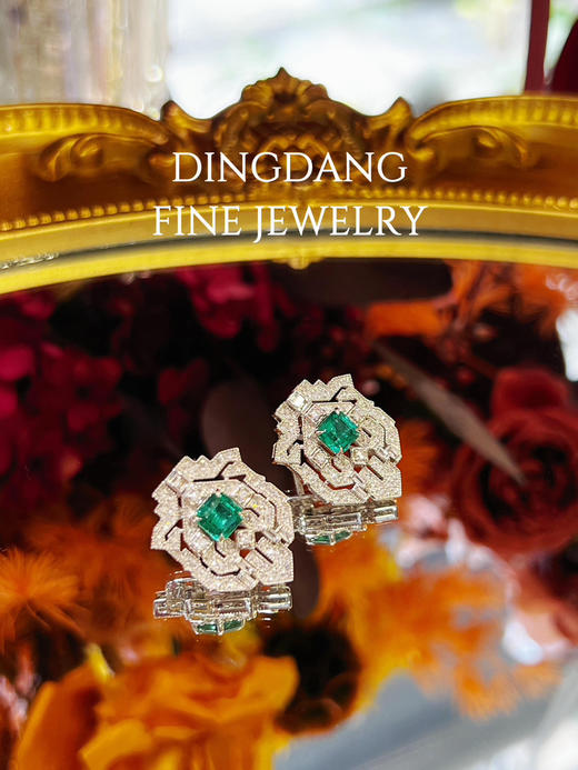 设计师款 祖母绿 2ct 镶钻 18k 胸针吊坠 耳钉 商品图0