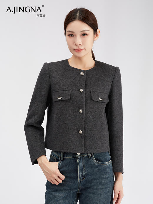 【商城同款】阿菁娜法式优雅短款小香风山羊绒外套F30D211027 商品图1
