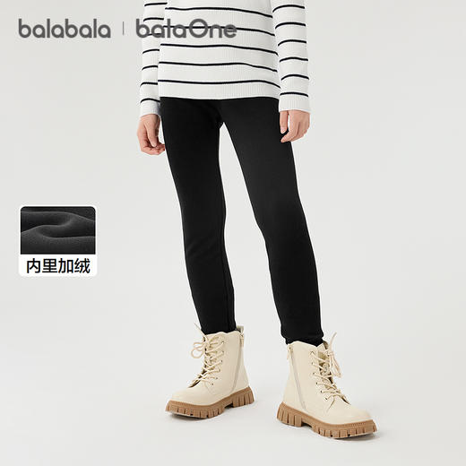 巴拉巴拉balaOne儿童加绒打底裤女童加厚保暖2025冬装新款长裤子 商品图0