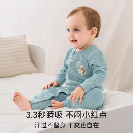 【宝宝服饰】嫚熙婴儿连体衣竹棉羊毛连身衣宝宝爬服哈衣 商品图2