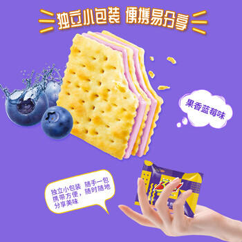 康师傅 3+2苏打夹心饼干 蓝莓味500g 休闲零食 早餐下午茶 /休闲食品 /饼干 /夹心饼干 商品图1