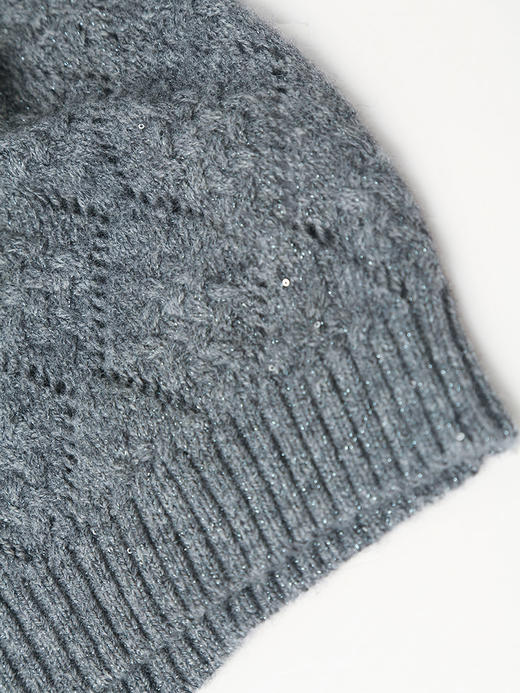 精致感爆棚！灰色镂空菱格针织衫，珍珠点缀超优雅 商品图4