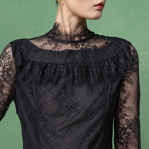 【林栖设计小店】生活在左优雅衬衣蕾丝花边修身2025秋季新款上衣女1953081 商品图3