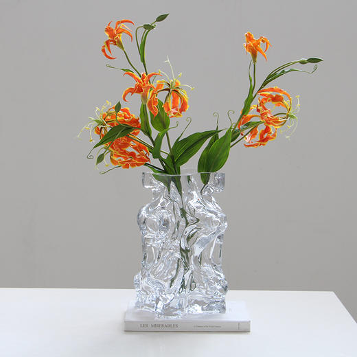 轻奢水晶厚底玻璃花瓶客厅创意摆件鲜花水养高级感插花装饰品 商品图5