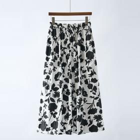 「自」全新升级【铂金会员201/天猫269/差价68】(53850)洛诗琳气质印花半身裙2025夏季新款60S长绒棉剪影印花半裙女