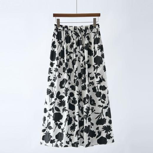 「自」全新升级【铂金会员201/天猫269/差价68】(53850)洛诗琳气质印花半身裙2025夏季新款60S长绒棉剪影印花半裙女 商品图0