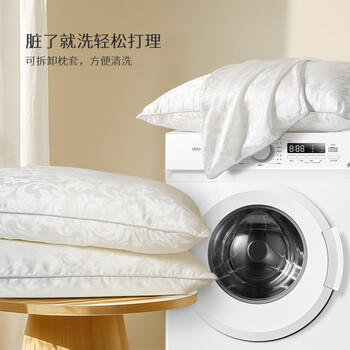 太湖雪 成人蚕丝枕头100%蚕丝填充 中枕软枕 真丝枕套可拆洗48*74cm 商品图0