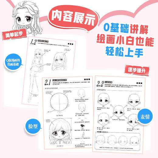 漫画新手入门临摹手绘素材集 Q版篇 漫画入门自学教程*基础二次元Q版 动漫手绘临摹图集图册人物场景道具 商品图1