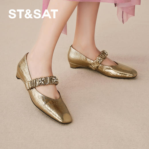 【金属风】星期六水钻褶皱搭扣方头玛丽珍SSD3111087 商品图7