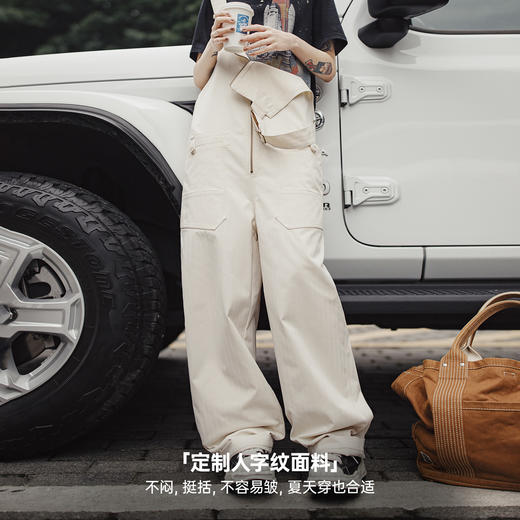 马登2025新款白色日杂宽松休闲时尚工装背带裤显瘦连体裤子女士秋 商品图2