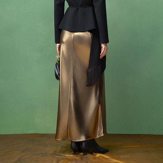 【林栖设计小店】生活在左金缎鱼尾半身裙高腰修身优雅2025秋季新款裙子女1953102 商品图4