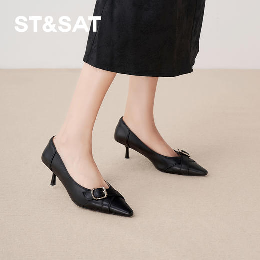 【职场必备】星期六金属方扣尖头细高跟SSD3111095 商品图5