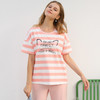 【断码清仓】爱帝女式条纹印花短袖中裤家居套 商品缩略图1