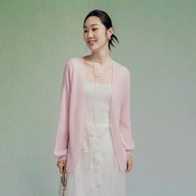 【林栖设计小店】生活在左波浪花边毛织外套温柔百搭宽松2025秋冬新款羊绒开衫女G1954107