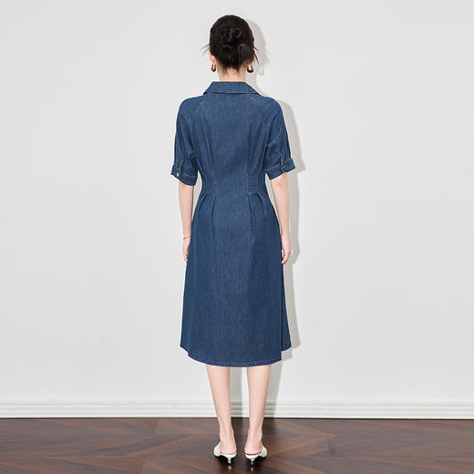 「高货wl」全新升级【铂金会员349/天猫469/差价120】(51757)洛诗琳优雅气质复古连衣裙2025夏季收腰V领莱赛尔牛仔裙女 商品图1