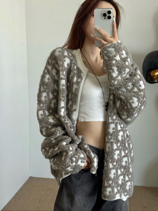 中性款拉链圆领针织开衫毛衣010 商品图3