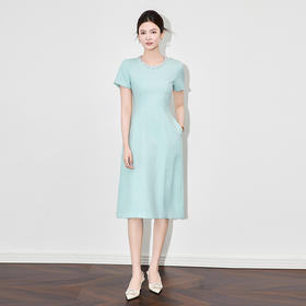 「高货wl」全新升级【铂金会员339/天猫459/差价120】(20047)洛诗琳轻奢重工钉珠连衣裙2025夏季气质肌理感收腰裙子女