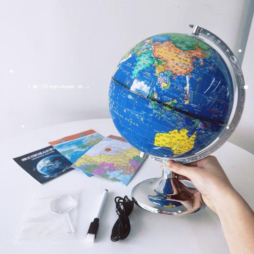 【送地图❗️清华附中推荐AR地球仪】暑假必买👉🏻高配版——天屿蔚蓝铁尺金属AR地球仪 上知天文 下知地理 发光高清地球仪 教学用品 商品图1